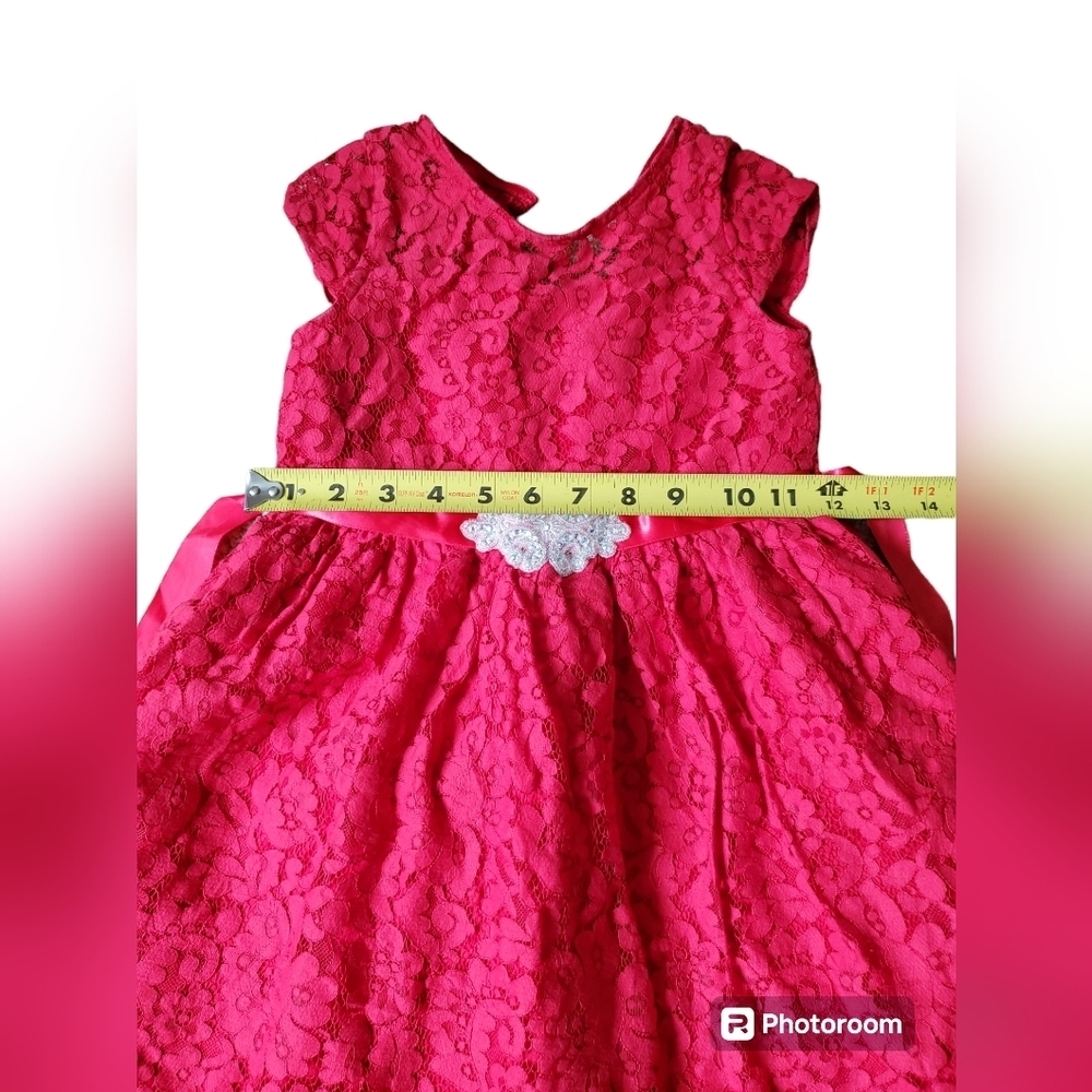 Rare Editions Lace Red Dress Size 5T - Picture 4 of 10